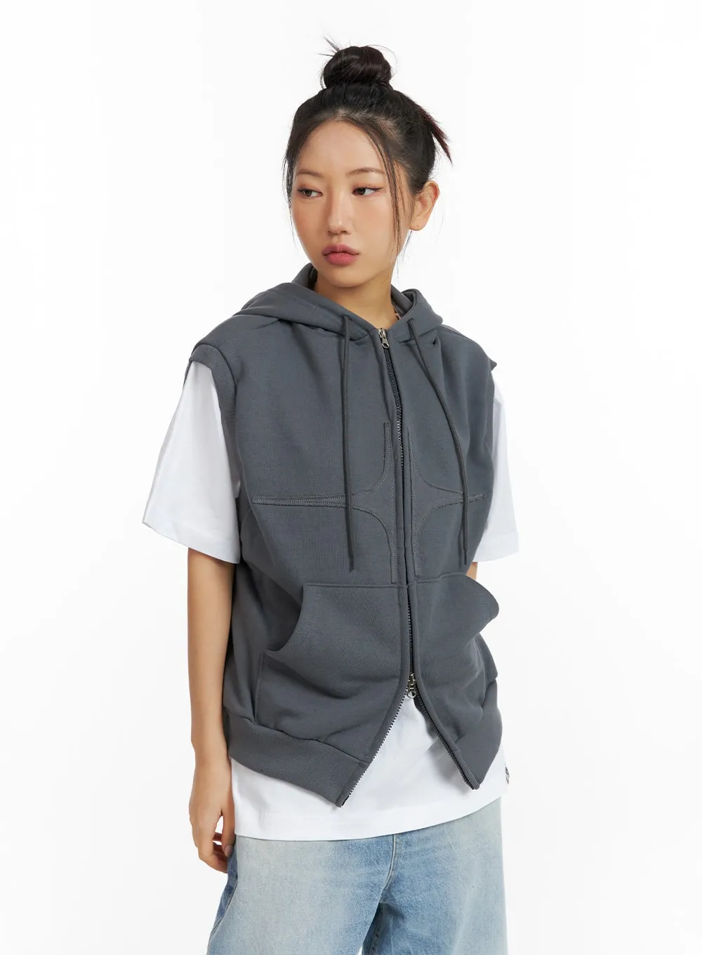 Two-Way Zip Hoodie Vest CF419