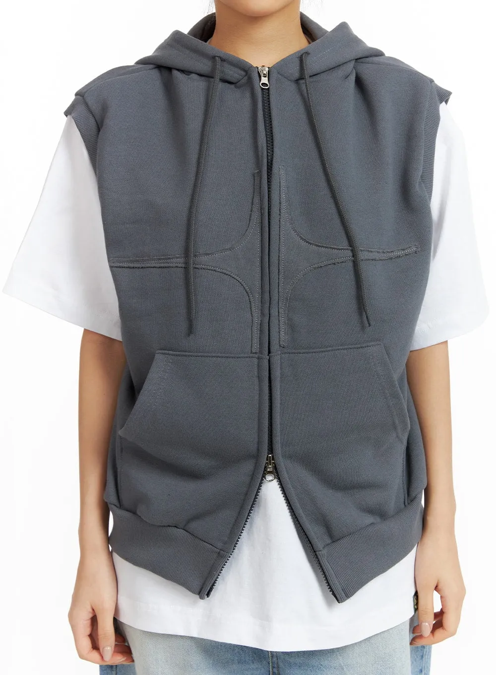 Two-Way Zip Hoodie Vest CF419