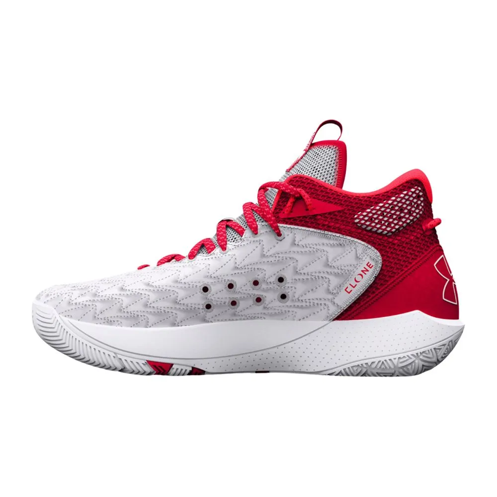 Under Armour Men's UA HOVR 5 Havoc Clone Basketball Shoes - White/Red