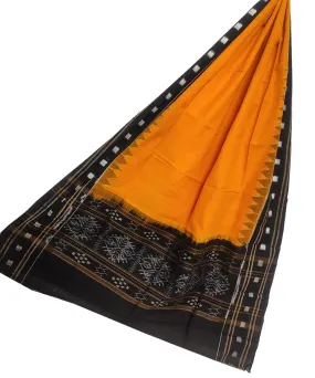 Yellow black handloom cotton sambalpuri dupatta